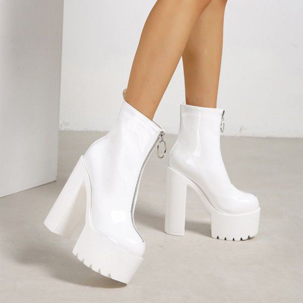 Lacquer leather super high heels women's autumn an...