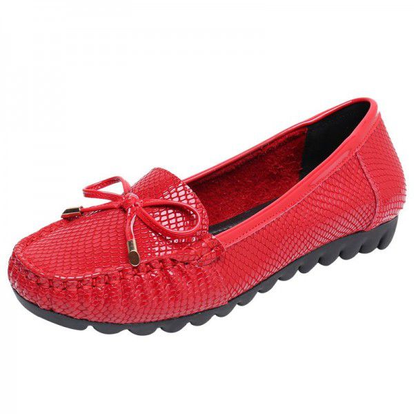 Women's Genuine Leather Versatile Summer Breathable Retro Flat Bottom Women's Single Shoes New Mom's Shoes 