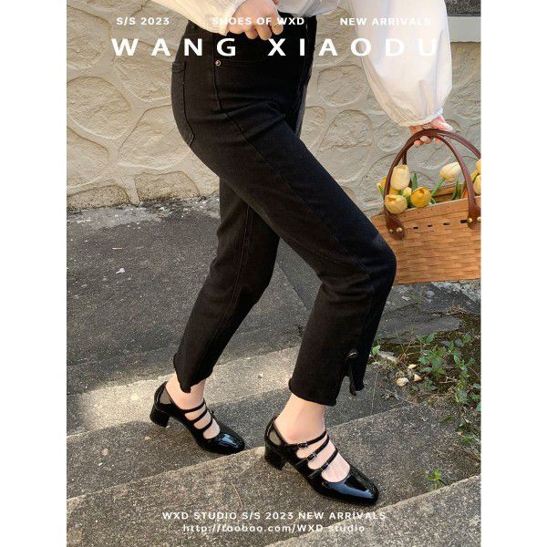 Thick high heels Mary Jane women's new French style single shoes 