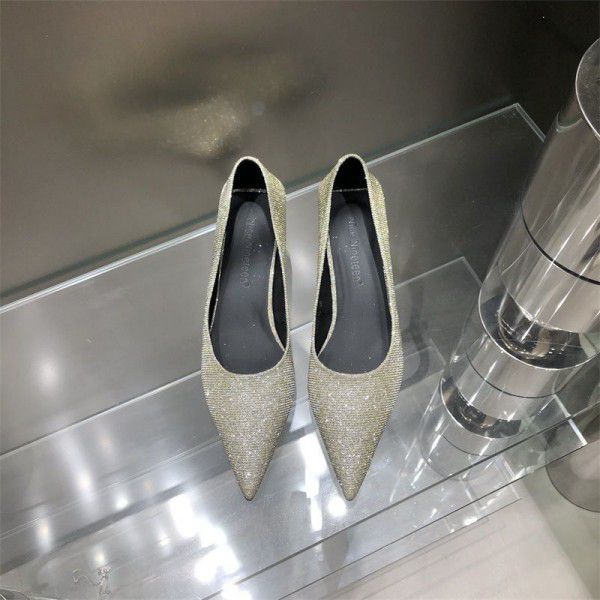 Spring women's high heels, shallow mouth, pointed toe, gradient sequins, sexy and slimming high heels, single shoes 