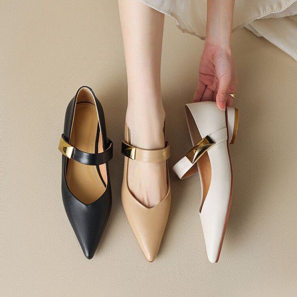 Shallow cut single shoe women's thick heels, new s...