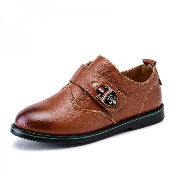 Leather shoes for boys, black performance shoes for middle school students, new soft sole single shoes 