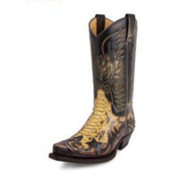 European and American men's retro knight boots with snake embroidery pointed toe ethnic fashion boots 