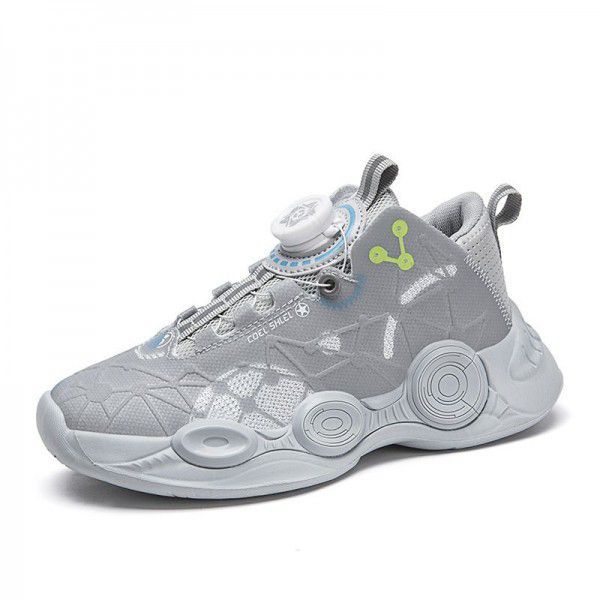 Children's basketball shoes, teenagers' autumn and winter rotating buttons, boys' big children, primary and secondary school students' rotating buttons, sports shoes 