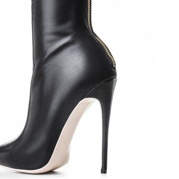 Pointed back zipper slim high heel slimming boots 