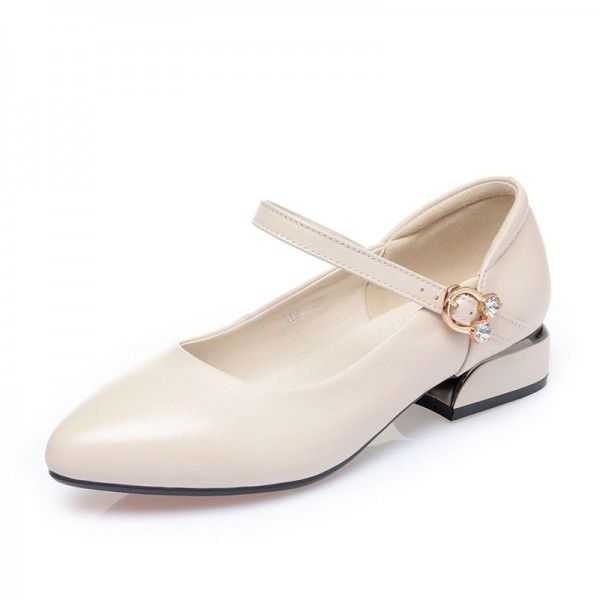 Spring and Autumn New Korean Version Medium Heel Shallow Mouth Work Shoes Flat Heel Thick Heel Red Wedding Shoes One Button Women's Single Shoes 