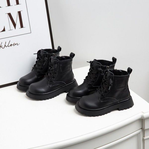 Girls' Martin Boots Leather Autumn and Winter Brit...