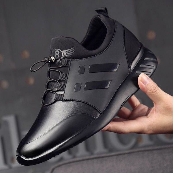 Men's shoes, spring and summer new outdoor sports and leisure shoes, Korean version with elevated height, men's single shoe leather shoes, men's 