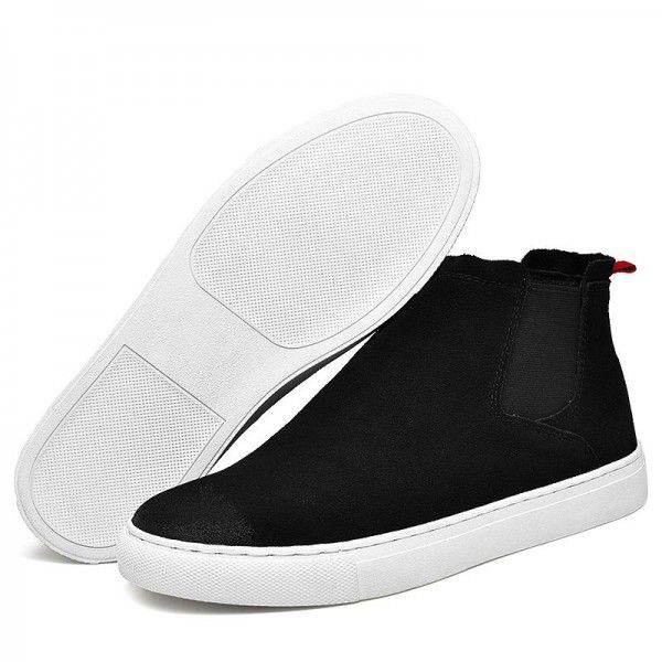 Autumn and Winter New Men's Fashion Brushed Color Anti Fleece Frosted Genuine Leather Mid Top Casual Leather Boots Comfortable Plus Fleece Footwear 