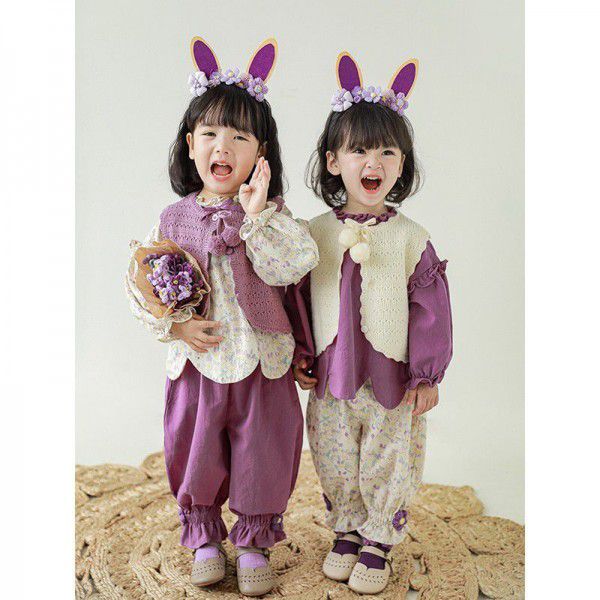 Girls' retro style leather shoes, hollowed out small leaves, baby spring and autumn new casual shoes 