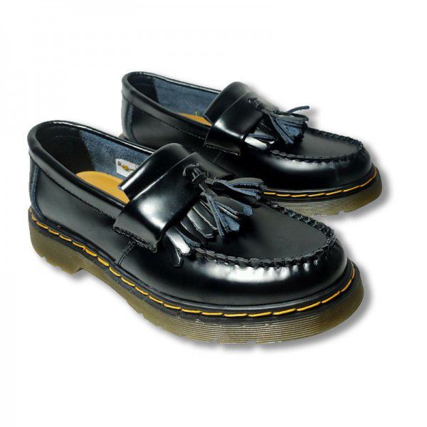 Martin shoes cowhide women's single shoes casual sewing Slip-on shoe tassel shoes lovers shoes 