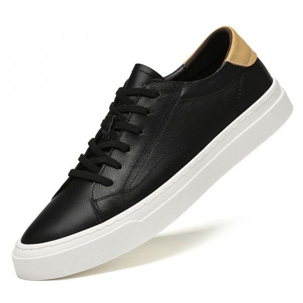 Spring New Board Shoes Men's Fashion Breathable Student Small White Toe Layer Cowhide Men's Small Leather Shoes 