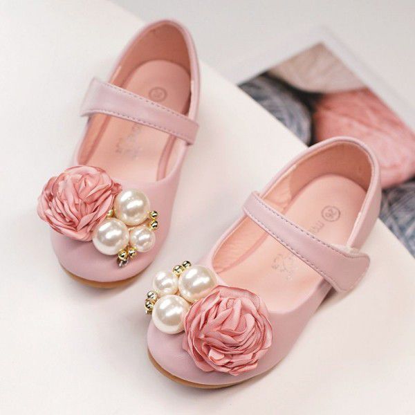 Girls' Princess Shoes Children's Leather Shoes Flower Dress Baby Shoes 