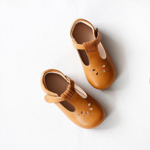 Children's Shoes New Vintage Children's Shoes Female Fashion Little Girl Hollow Breathable Leather Shoes Soft Sole Baby Shoes 