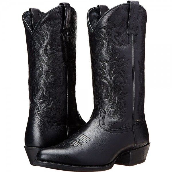 Embroidered high-heeled men's wooden root mid sleeve boots Western Cowboy boot Winter 