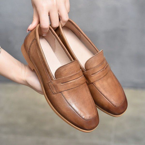 Single women's flat Slip-on shoe square head versa...