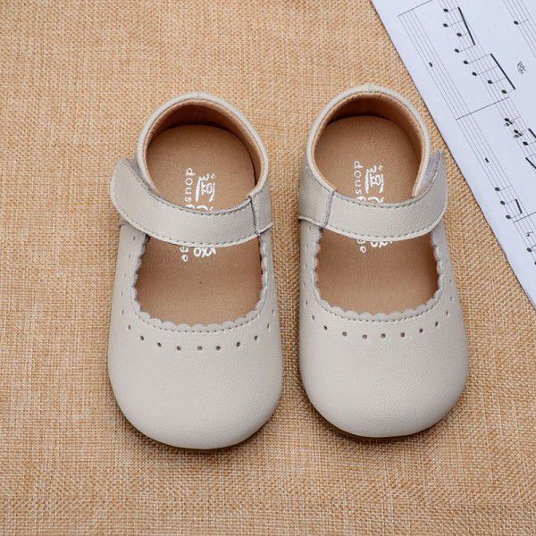 Girls' leather shoes retro style spring and autumn new children's princess shoes soft sole genuine leather baby girls' shoes single shoe 