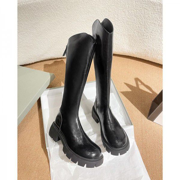 Large size long boots for women, new V-necked high leg knight boots with increased height inside, small size long leg skinny boots for women 