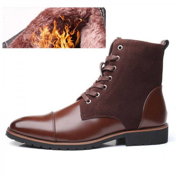 Men's casual high top Martin boots, men's outdoor work clothes, men's shoes, European and American fashion, large size plush cotton shoes 