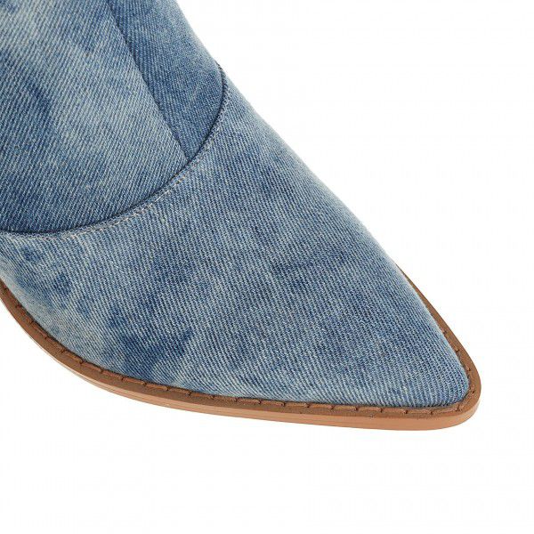 New high-heeled pointed denim high boots in autumn and winter 