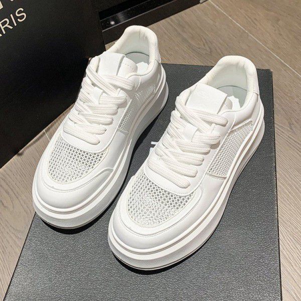 Spring and Summer New Songgao Thick Sole Inner Elevated Women's Shoes Mesh Small White Shoes Casual Sports Shoes 