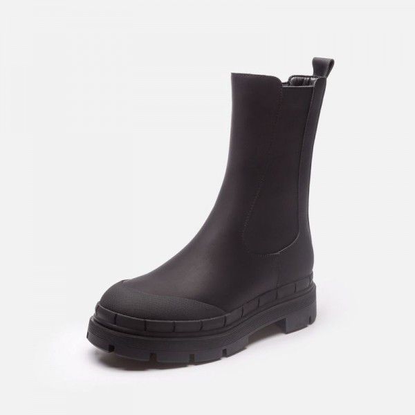 Black smoke pipe boots Martin boots thick soled plush Chelsea short boots 