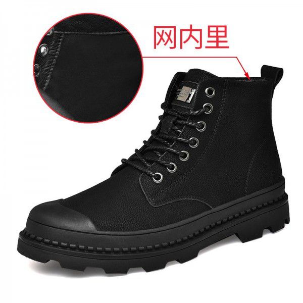 Martin boots, men's boots, winter leather boots, men's snow boots, short boots, high top, single boot, medium work clothes, men's shoes, British fashion 