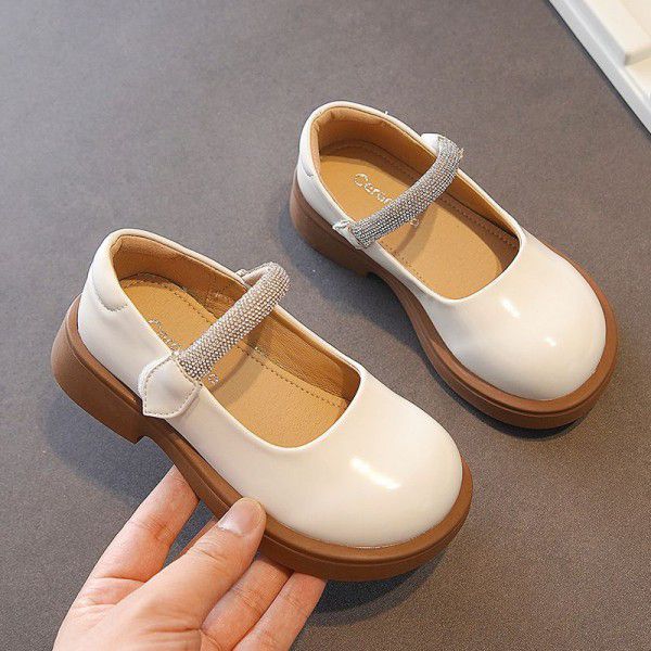 Girls' leather shoes, summer new children's shoes, black British style single shoes, soft soles, mid size children's princess shoes, spring and autumn 