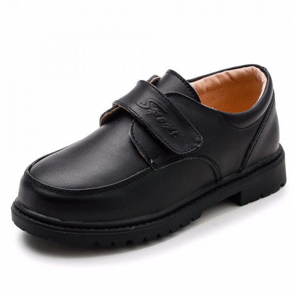 Children's black leather shoes, boys' soft soles, students' performance, flower boy college style single shoes 