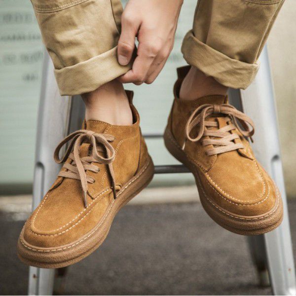 Men's Genuine Leather Fashion Shoes Thick Sole Casual Board Shoes Winter Versatile Fashion Brand Martin Short Boots 
