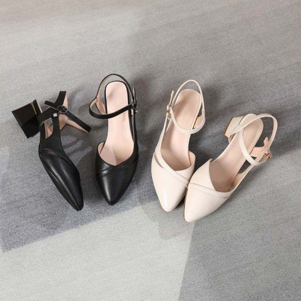 High heeled women's sandals Summer new leather poi...