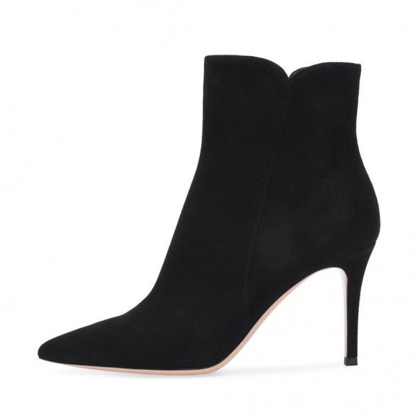 Women's pointed toe ultra high heel zippered ankle boots Spring and Autumn styles 