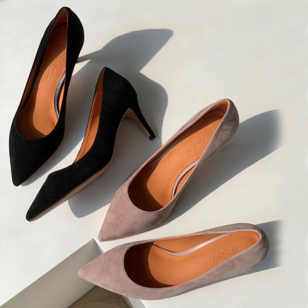 Female pointed new single shoes with thin heels, c...