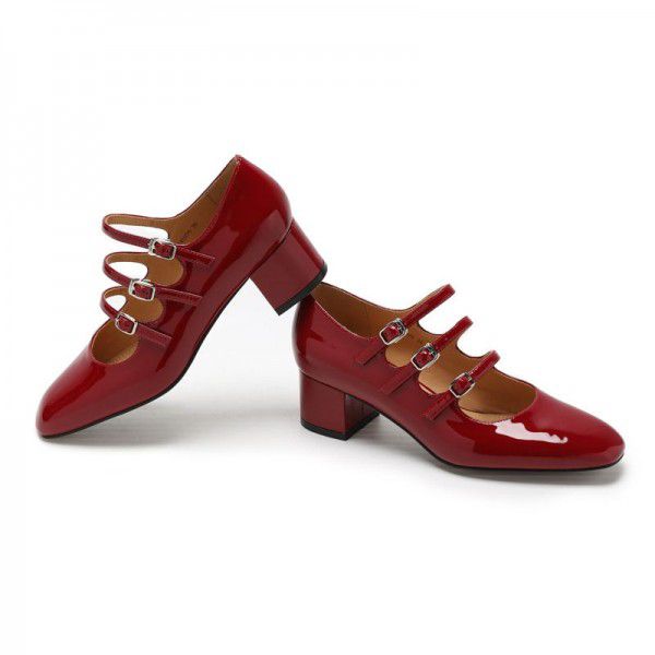 Thick high heels Mary Jane women's new French style single shoes 