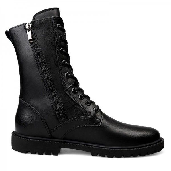 Winter New High Top Martin Boots Men's Boots with Velvet Zipper Men's Boots Leather Boots 