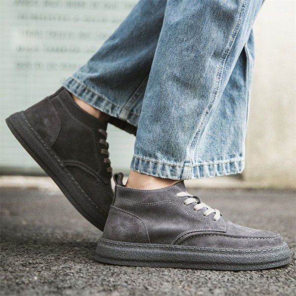 Men's Genuine Leather Fashion Shoes Thick Sole Casual Board Shoes Winter Versatile Fashion Brand Martin Short Boots 