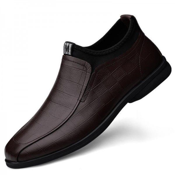 Autumn and winter outdoor mid top leather shoes, four season plush style warm men's soft leather boots, thick soled men's shoes 