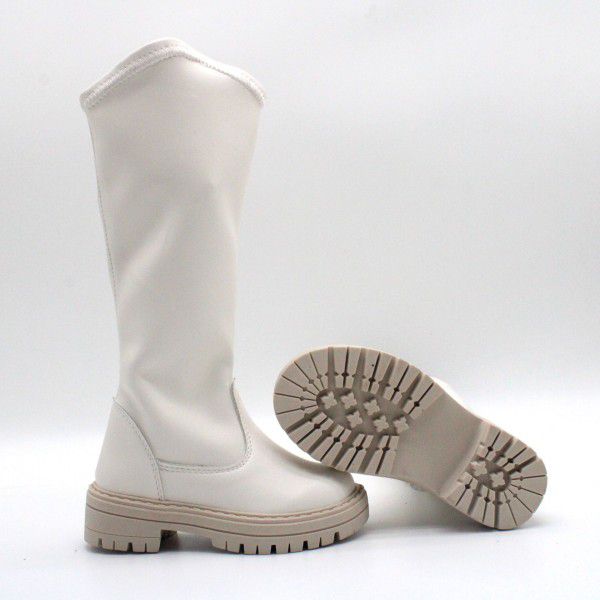 Autumn and Winter New Fashion Super Fiber Side Zipper Soft High Sleeve Girls' Boots Small and Medium Girls 