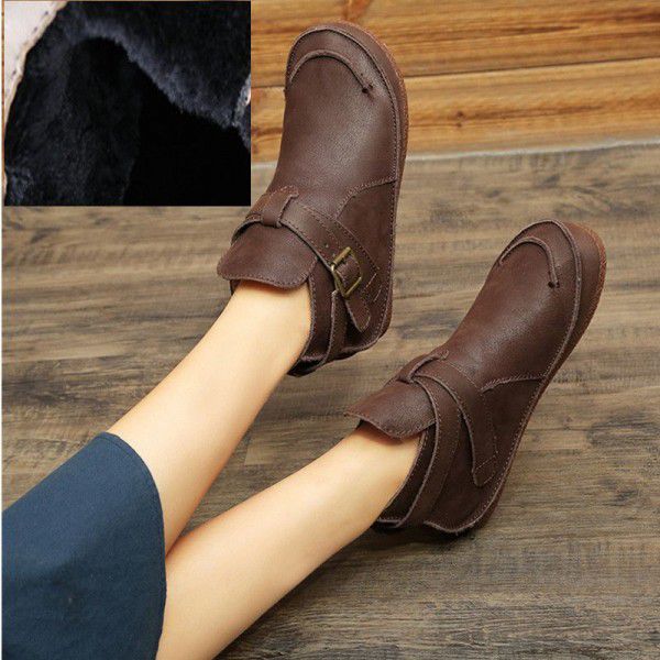 Autumn and Winter New Art Retro Martin Boots Women's Genuine Leather Cotton Boots Sen Series Boots 