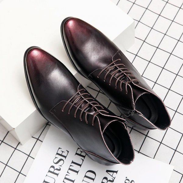 Autumn and Winter Business Casual Leather Shoes Men's High Top Shoes Pointed Hair stylist Shoes Cowhide Short Boots Martin Boots Men's Boots Leather Boots 