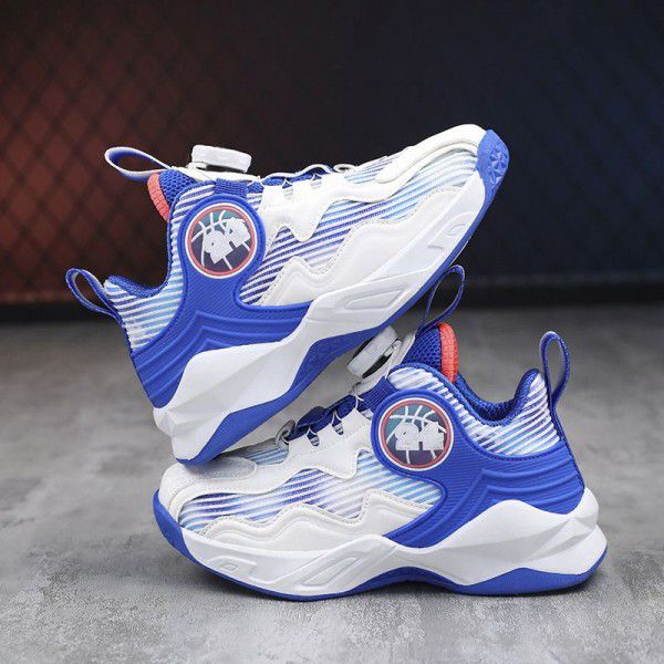 Boys' shoes Magic buckle basketball shoes Sports shoes Big boys' soft sole shoes 