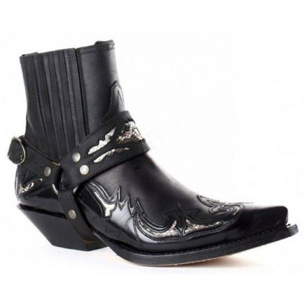 Autumn and Winter New Mid Heel Pointed Men's Low Leg Knight Boots 