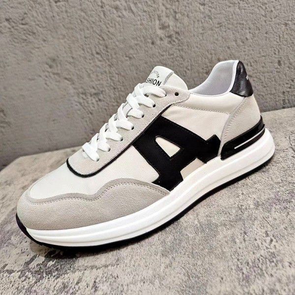 Genuine leather sports shoes are trendy and versatile for men. Cowhide casual shoes with top layer, breathable running shoes for men 