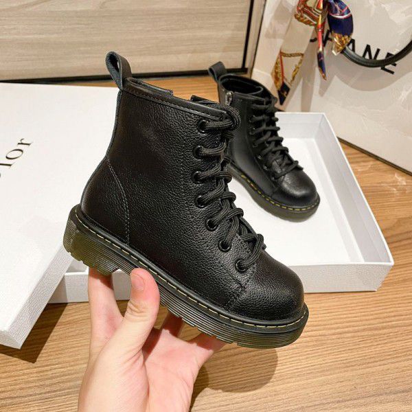 Genuine leather children's Martin boots Spring and...