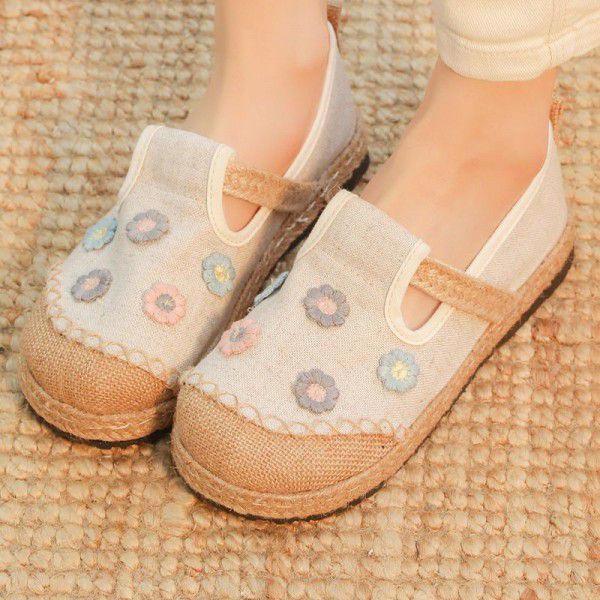 Spring casual shoes, literary and ethnic style, wo...