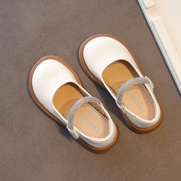 Girls' leather shoes, summer new children's shoes, black British style single shoes, soft soles, mid size children's princess shoes, spring and autumn 