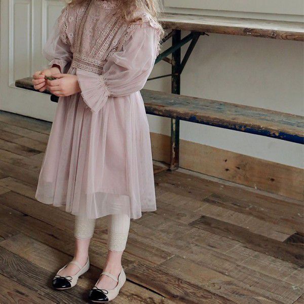Spring New Korean Version Angel Children's Square Mouth Shoes Girls' Soft Sole Contrast Color 