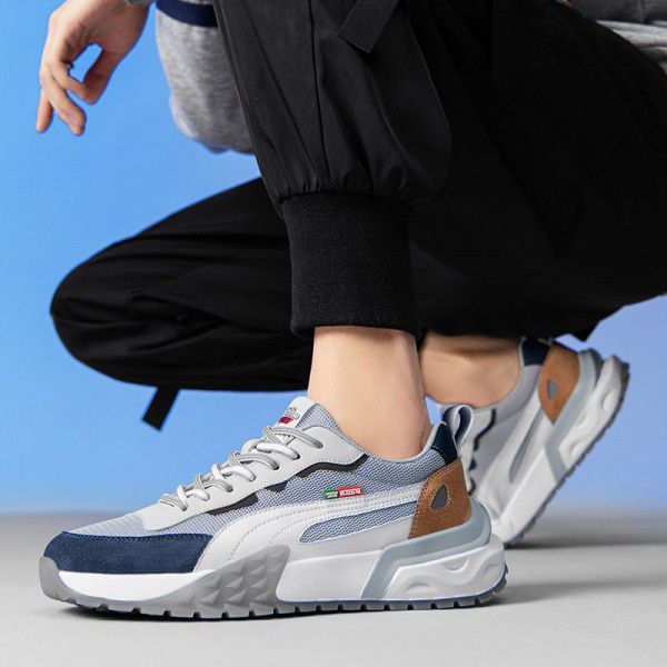 Men's shoes, breathable and trendy in summer, increase in height, thick soles, and high-quality men's versatile dad trendy shoes 