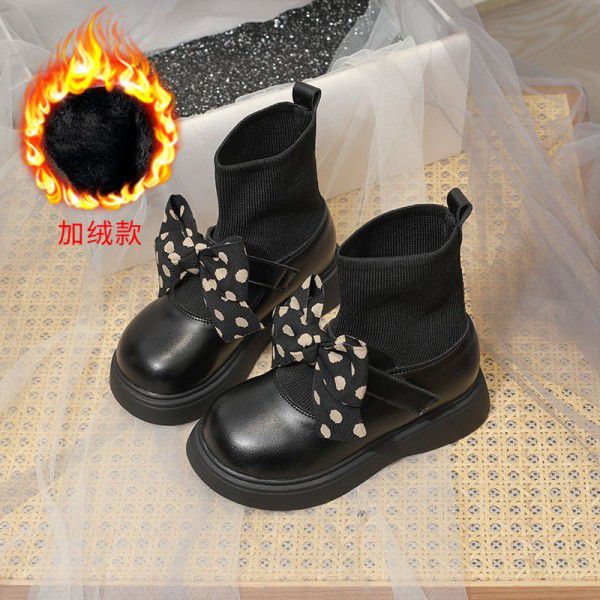 Girls' Short Boots New Children's Martin Boots Girls' Retro Korean Soft Sole Boots Bowknot Single Boot 