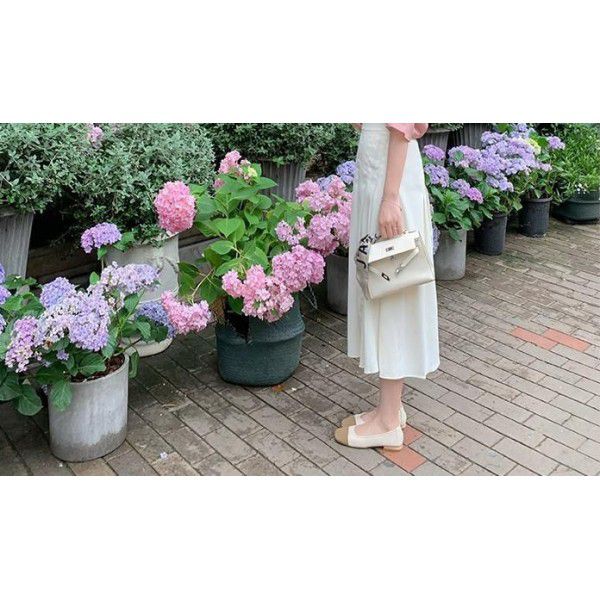 New Summer Square Head Soft Face Small Fragrance Style Colored Light Mouth Flat Sole Single Shoe 